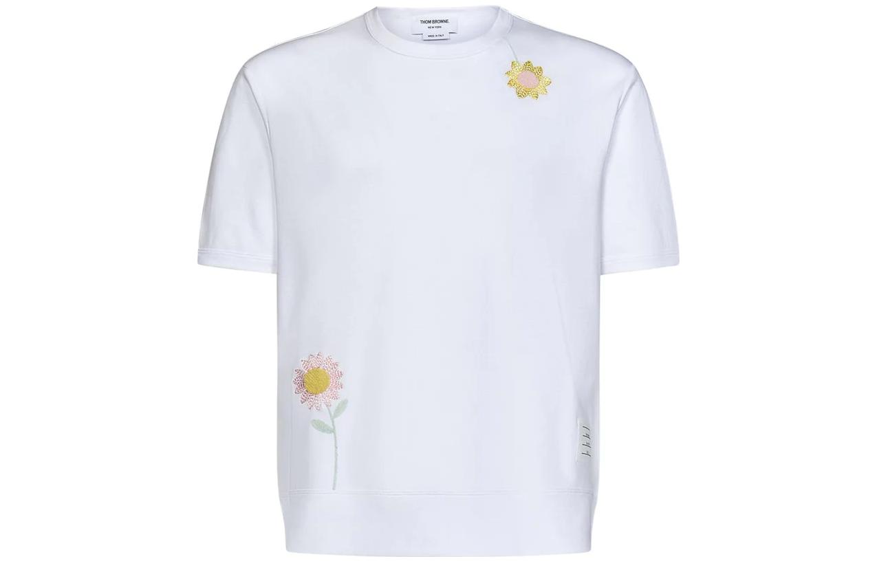 THOM BROWNE SS23  Floral Embroidered Crewneck White T-Shirt. MJS208E-J0055-100 圖 2