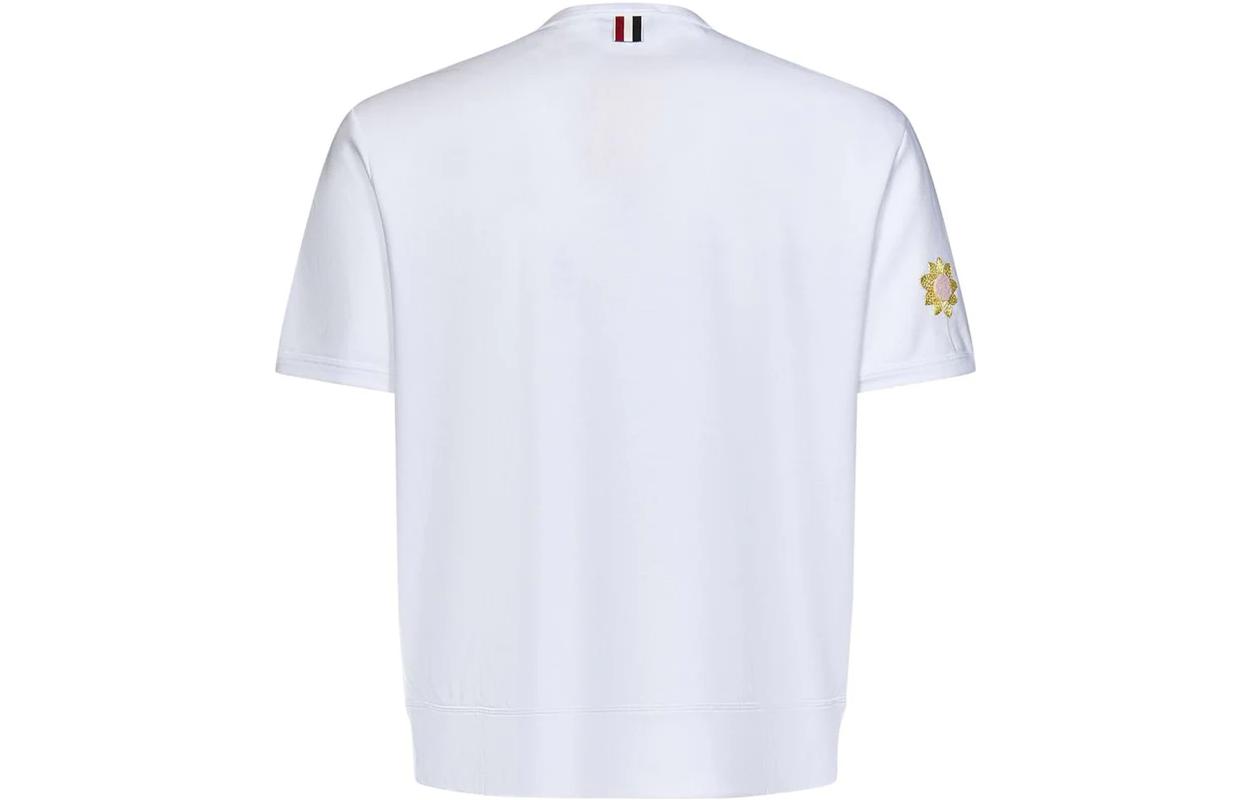 THOM BROWNE SS23  Floral Embroidered Crewneck White T-Shirt. MJS208E-J0055-100 圖 3