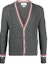 Buy 톰 브라운 SS23 그레이 스트라이프 V넥 모헤어 니트 가디건 스웨터 MKC454A-Y1024-035
