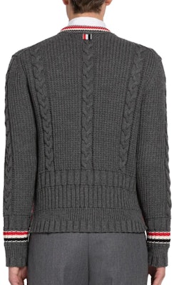 톰 브라운 SS23 그레이 스트라이프 V넥 모헤어 니트 가디건 스웨터 MKC454A-Y1024-035 Shop 톰 브라운 SS23 그레이 스트라이프 V넥 모헤어 니트 가디건 스웨터 MKC454A-Y1024-035