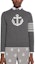 Order THOM BROWNE SS23 Sweater Abu Grey Four-Bar Anchor Jacquard Crewneck. MKA458A-Y3006-035