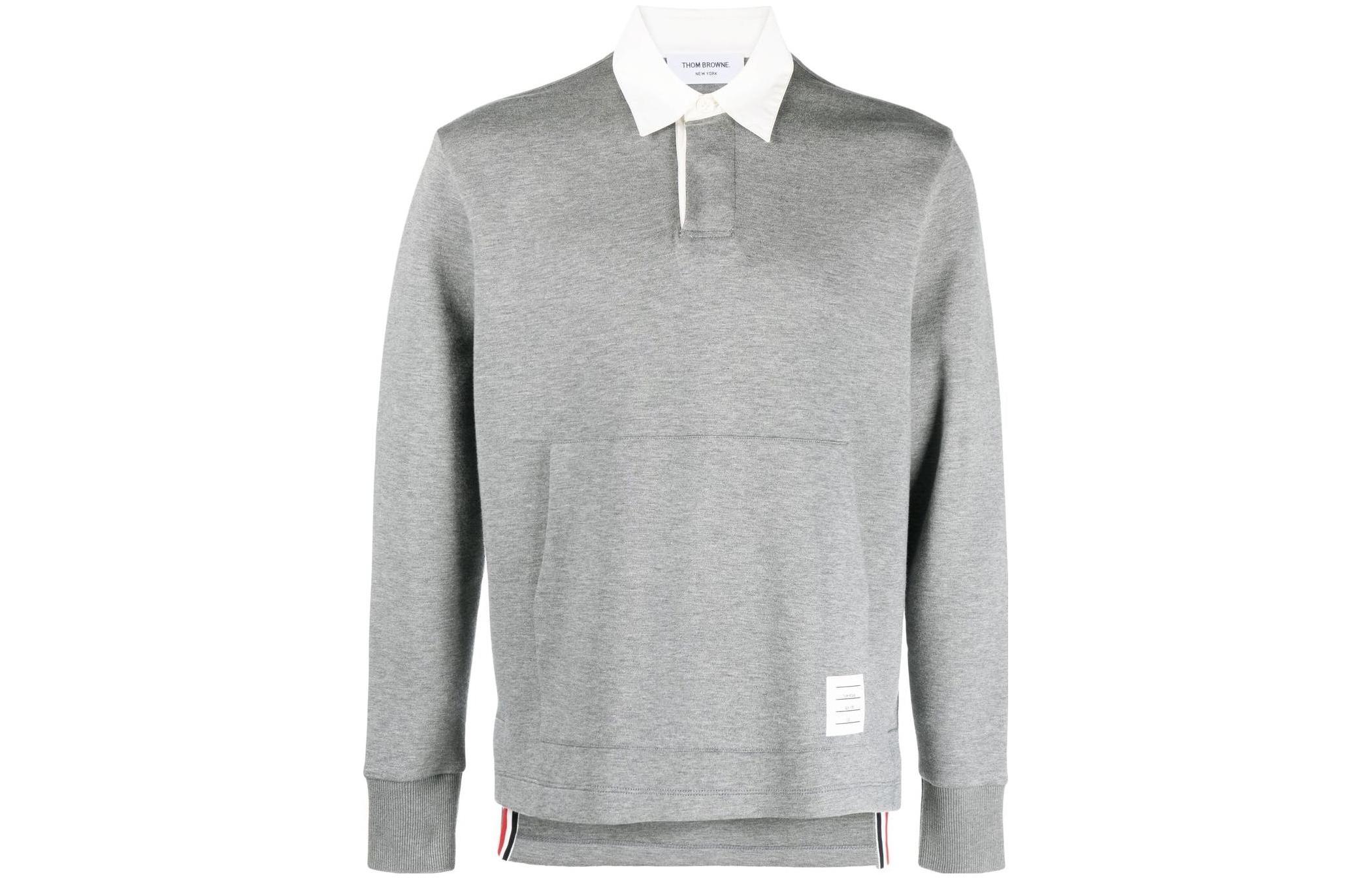 Order THOM BROWNE SS23 Baju Polo Lengan Panjang Kelabu. MJP174A-J0059-035