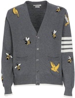 Thom Browne SS23 Grey Single-Breasted 4-Bar Intarsia Knit Cardigan. MKC451-AY1002-035 Thom Browne SS23 Grey Single-Breasted 4-Bar Intarsia Knit Cardigan. MKC451-AY1002-035