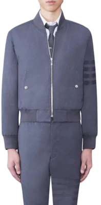 THOM BROWNE SS23 Grey Solid Four-Stripe Casual Jacket Spring Collection. MJO030A-06146-025 Buy THOM BROWNE SS23 Grey Solid Four-Stripe Casual Jacket Spring Collection. MJO030A-06146-025