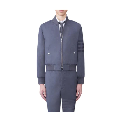 THOM BROWNE SS23 Grey Solid Four-Stripe Casual Jacket Spring Collection. MJO030A-06146-025