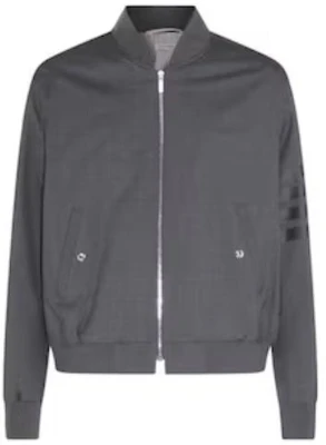 THOM BROWNE SS23 Grey Solid Four-Stripe Casual Jacket Spring Collection. MJO030A-06146-025 Order THOM BROWNE SS23 Grey Solid Four-Stripe Casual Jacket Spring Collection. MJO030A-06146-025