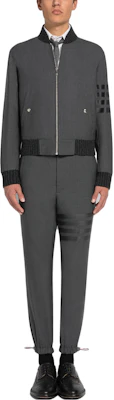 THOM BROWNE SS23 Grey Solid Four-Stripe Casual Jacket Spring Collection. MJO030A-06146-025 Lookbook THOM BROWNE SS23 Grey Solid Four-Stripe Casual Jacket Spring Collection. MJO030A-06146-025