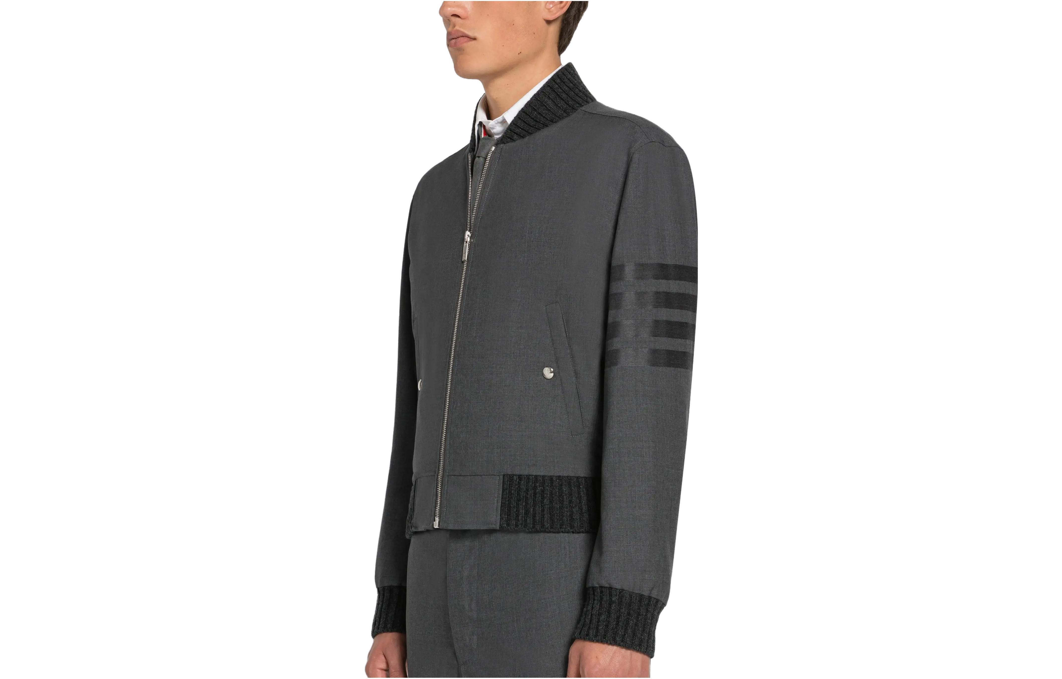 THOM BROWNE SS23  Grey Solid Four-Stripe Casual Jacket Spring Collection. MJO030A-06146-025 圖 5