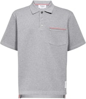 THOM BROWNE SS23 Grey Solid Short Sleeve Polo Shirt Casual Summer Wear. MJP171A-J0029-055 THOM BROWNE SS23 Grey Solid Short Sleeve Polo Shirt Casual Summer Wear. MJP171A-J0029-055