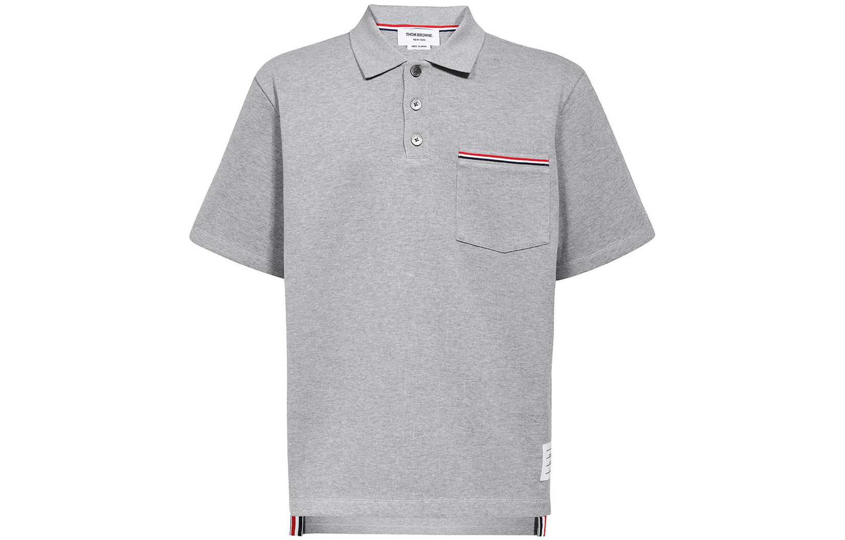 Order THOM BROWNE SS23 Abu-abu Polo Shirt Lengan Pendek Kasual Musim Panas. MJP171A-J0029-055