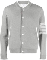Thom Browne SS23 Grey Striped Button-Up Long Sleeve Bomber Jacket MKJ100A-Y3006-055 Thom Browne SS23 Grey Striped Button-Up Long Sleeve Bomber Jacket MKJ100A-Y3006-055