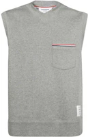 Order THOM BROWNE SS23 Grey Striped V-Neck Sleeveless Pullover Vest. MJV004A-J0029-055