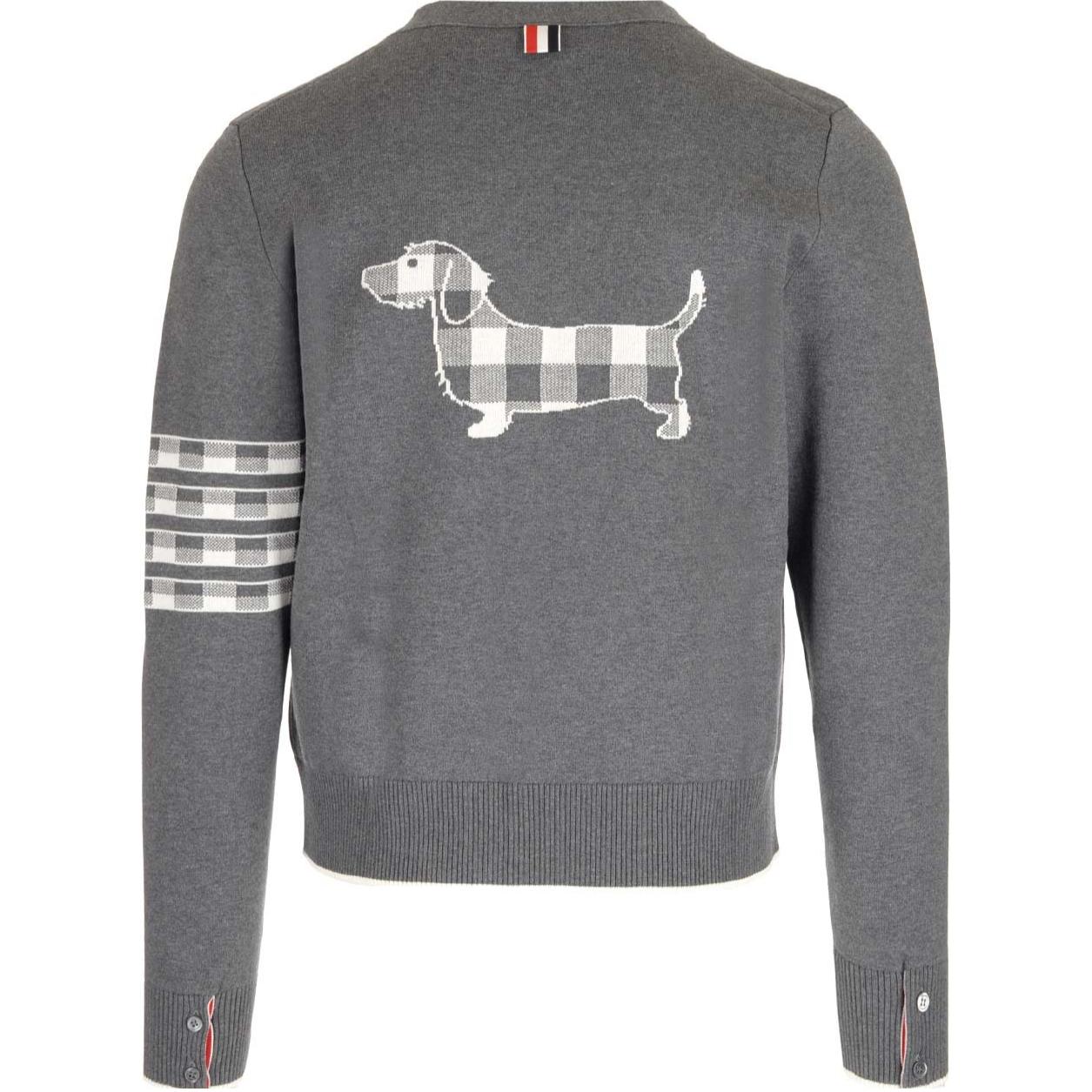 Thom Browne SS23  Grey V-Neck Four-Bar Wool Cardigan Sweater. MKC469AY3006035 圖 3