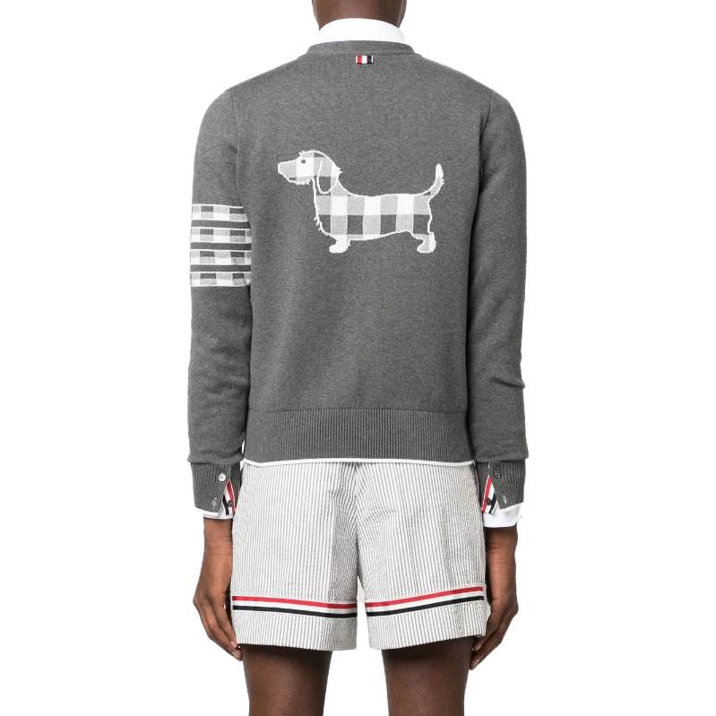 Thom Browne SS23  Grey V-Neck Four-Bar Wool Cardigan Sweater. MKC469AY3006035 圖 5