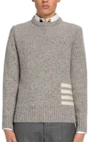 Thom Browne SS23 Grey Wool Crewneck Sweater with Four-Bar Stripes. MKA448A-Y1032-055 Thom Browne SS23 Grey Wool Crewneck Sweater with Four-Bar Stripes. MKA448A-Y1032-055