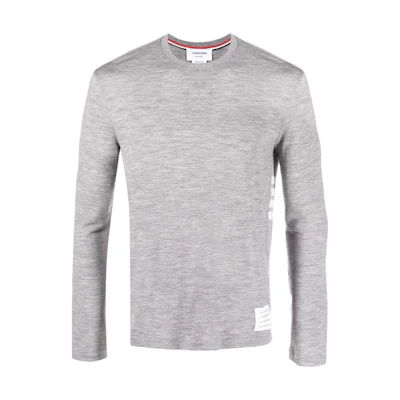 THOM BROWNE SS23 Light Grey Solid Knit Crewneck Sweater MJS218A-J0084-055