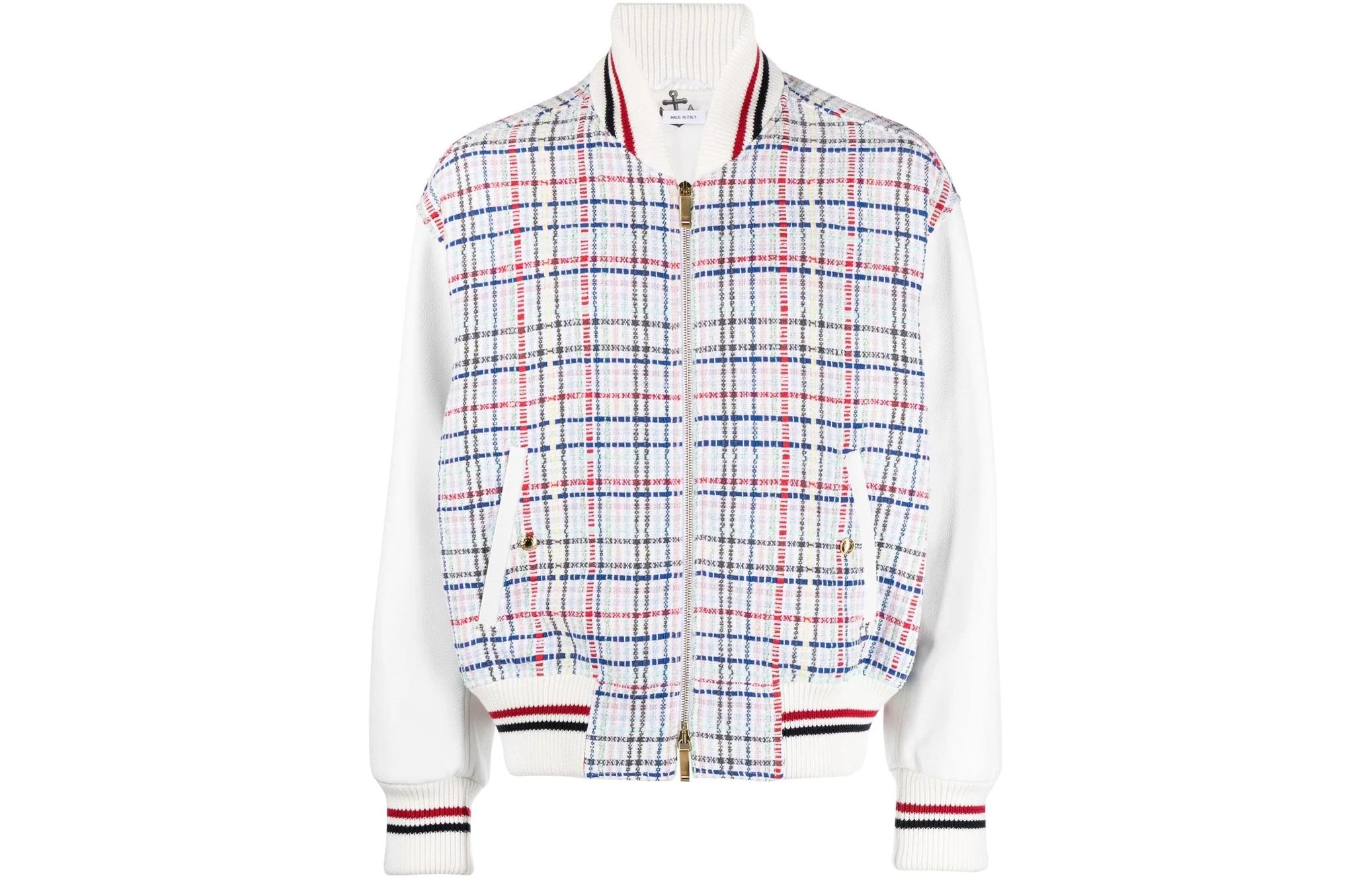 THOM BROWNE SS23  Multicolor Plaid Knit Zip Jacket MJO198X-F0259-996