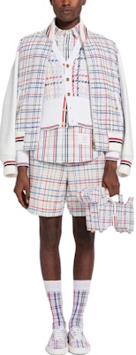 THOM BROWNE SS23 Jaket Rajut Zip Kotak-Kotak Multicolor MJO198X-F0259-996 Lookbook THOM BROWNE SS23 Jaket Rajut Zip Kotak-Kotak Multicolor MJO198X-F0259-996
