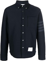 THOM BROWNE SS23 Navy Blue 4-Bar Stripe Single-Breasted Shirt MJT361A-06772-415 THOM BROWNE SS23 Navy Blue 4-Bar Stripe Single-Breasted Shirt MJT361A-06772-415