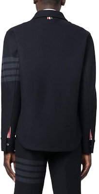 トム・ブラウン SS23 ネイビー 4本ストライプ シングルブレストシャツ MJT361A-06772-415 Shop トム・ブラウン SS23 ネイビー 4本ストライプ シングルブレストシャツ MJT361A-06772-415