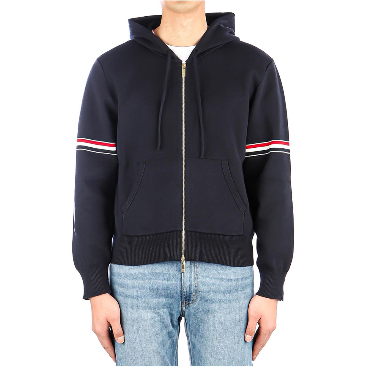 Details for 汤姆布郎 SS23 海军蓝针织棉连帽开衫带臂带装饰 MKT008A-Y3007-415