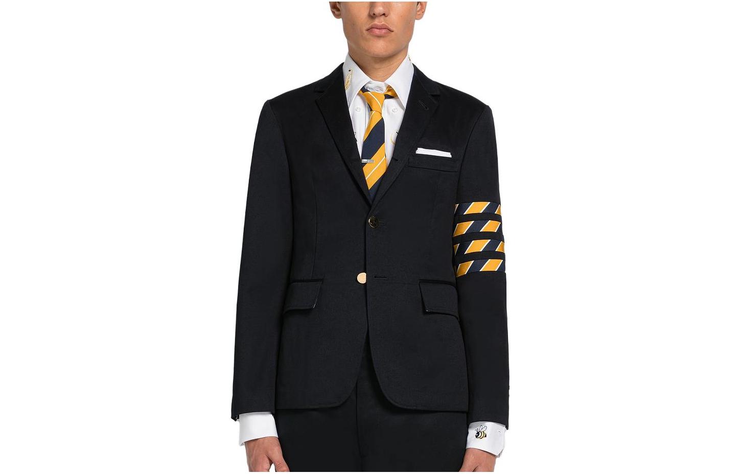 Order 톰브라운 SS23 네이비 싱글 브레스티드 트윌 스트라이프 블레이저. MJU490A-F0114-415