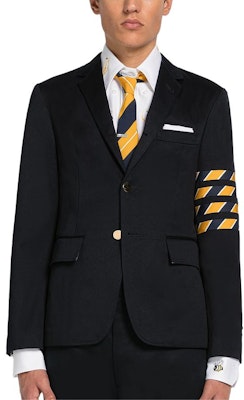 톰브라운 SS23 네이비 싱글 브레스티드 트윌 스트라이프 블레이저. MJU490A-F0114-415 Lookbook 톰브라운 SS23 네이비 싱글 브레스티드 트윌 스트라이프 블레이저. MJU490A-F0114-415