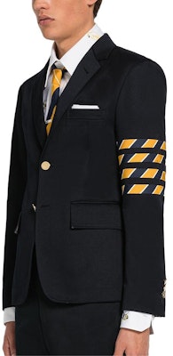 톰브라운 SS23 네이비 싱글 브레스티드 트윌 스트라이프 블레이저. MJU490A-F0114-415 Purchase 톰브라운 SS23 네이비 싱글 브레스티드 트윌 스트라이프 블레이저. MJU490A-F0114-415