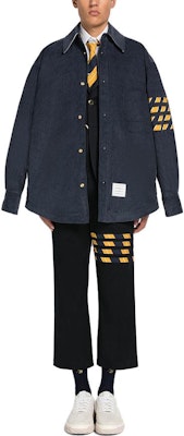 톰브라운 SS23 네이비 싱글 브레스티드 트윌 스트라이프 블레이저. MJU490A-F0114-415 Details for 톰브라운 SS23 네이비 싱글 브레스티드 트윌 스트라이프 블레이저. MJU490A-F0114-415