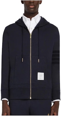 THOM BROWNE SS23 Navy Hoodie Ritsleting dengan Desain 4-Stripes Klasik. MJT375E-J0010-415 Buy THOM BROWNE SS23 Navy Hoodie Ritsleting dengan Desain 4-Stripes Klasik. MJT375E-J0010-415