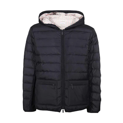 THOM BROWNE SS23 Navy Zip-Up Jacket with Sleeve Striped Details MJD105X-F0241-415