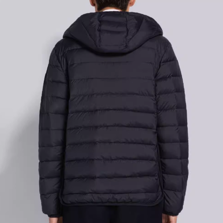 Purchase THOM BROWNE SS23  Navy Zip-Up Jacket with Sleeve Striped Details MJD105X-F0241-415