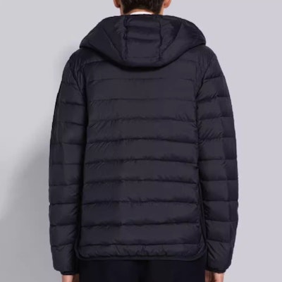 THOM BROWNE SS23 Navy Zip-Up Jacket with Sleeve Striped Details MJD105X-F0241-415 Purchase THOM BROWNE SS23 Navy Zip-Up Jacket with Sleeve Striped Details MJD105X-F0241-415