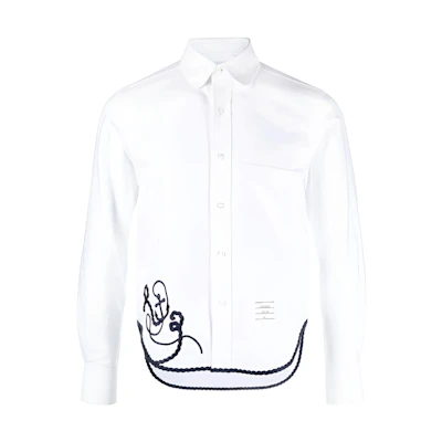 THOM BROWNE SS23 Single-Breasted Shirt White MWL379E-E0408-100