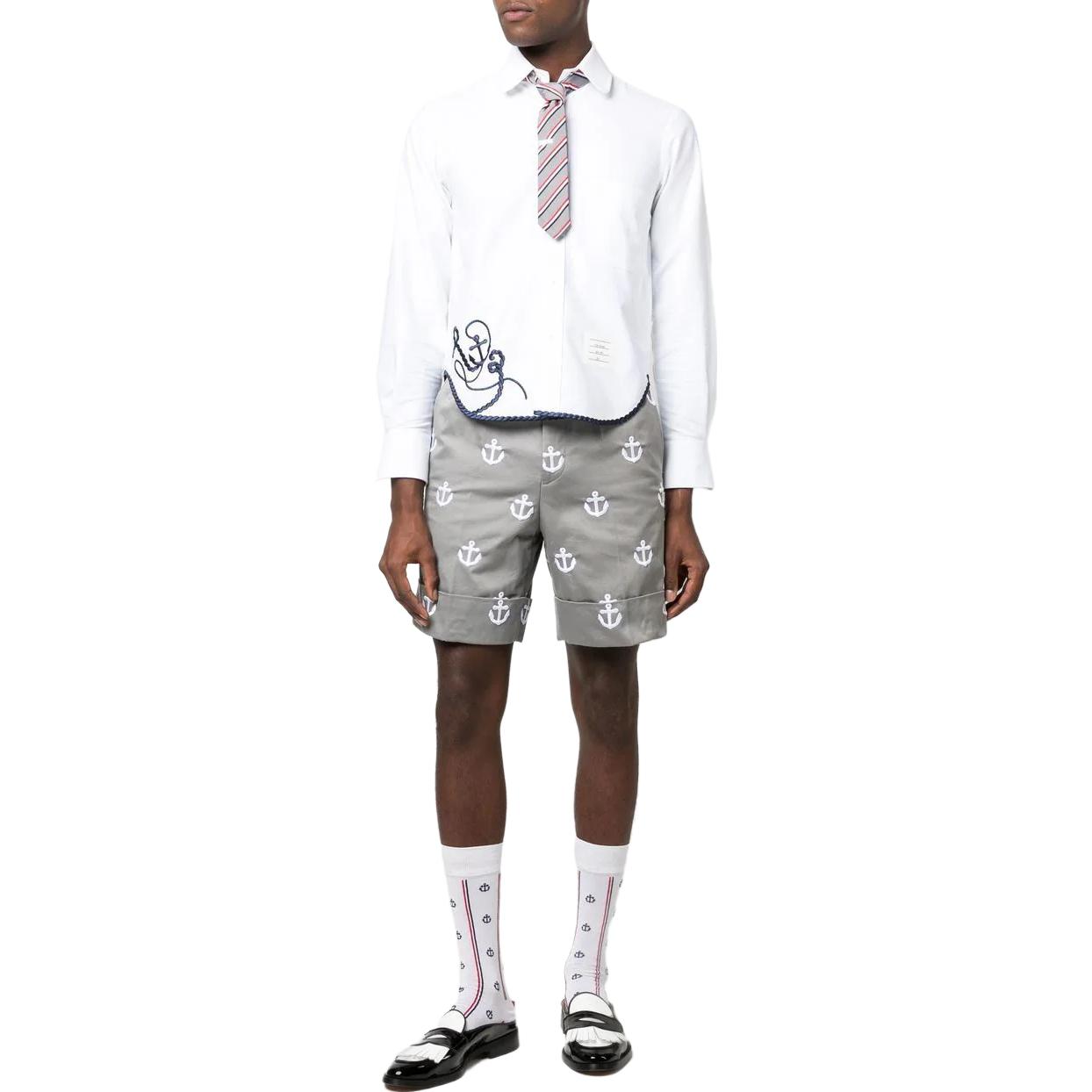 Lookbook THOM BROWNE SS23 單排扣襯衫 白色 MWL379E-E0408-100