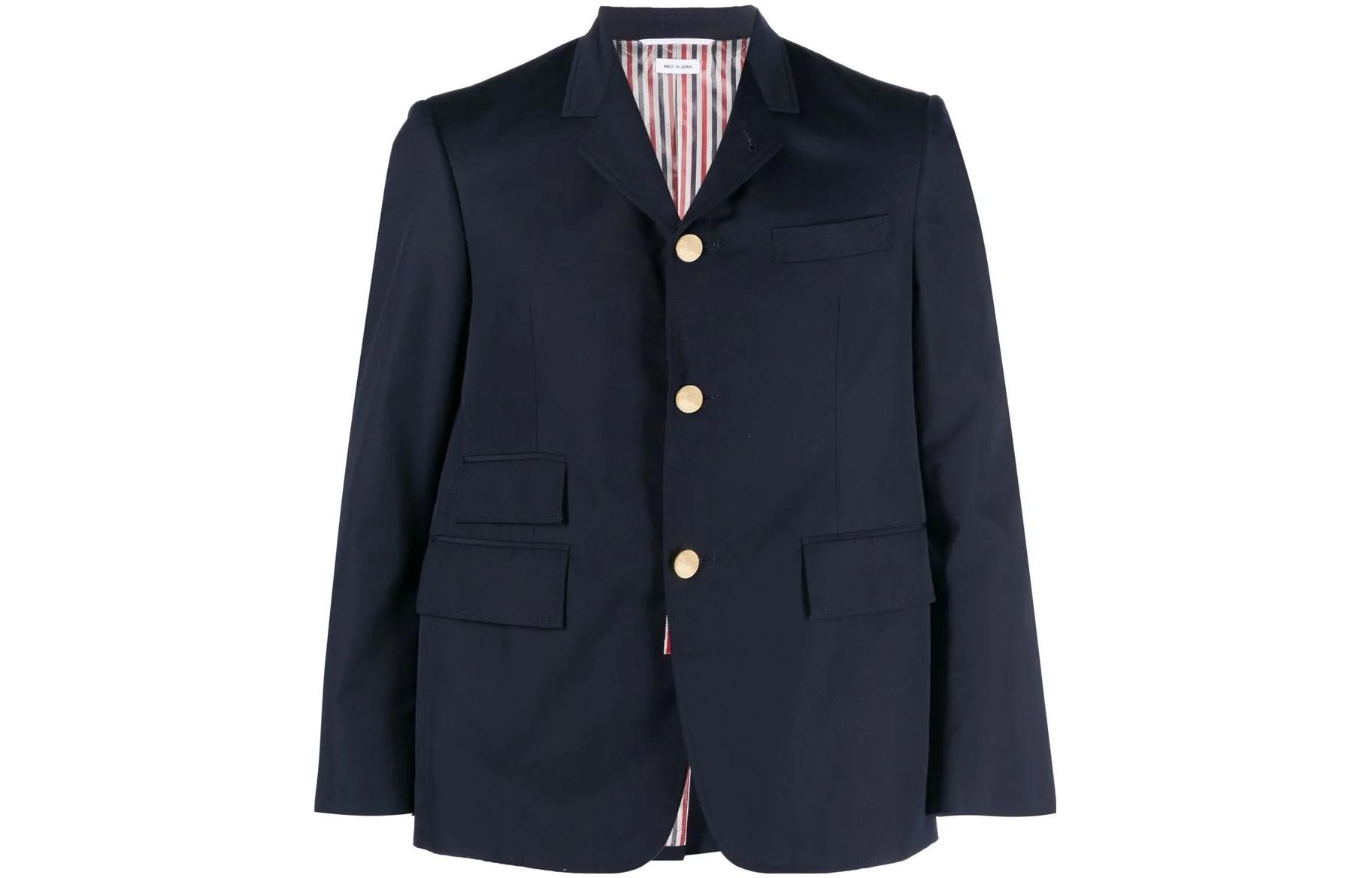 Order THOM BROWNE SS23 單排扣V領西裝外套 深藍色 MJC328E-04502-415