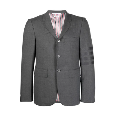Thom Browne SS23 Single-Breasted Wool Suit Gray with Four-Bar Stripe Details MJC001A-06146-025