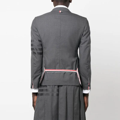 Thom Browne SS23 Single-Breasted Wool Suit Gray with Four-Bar Stripe Details MJC001A-06146-025 Shop Thom Browne SS23 Single-Breasted Wool Suit Gray with Four-Bar Stripe Details MJC001A-06146-025