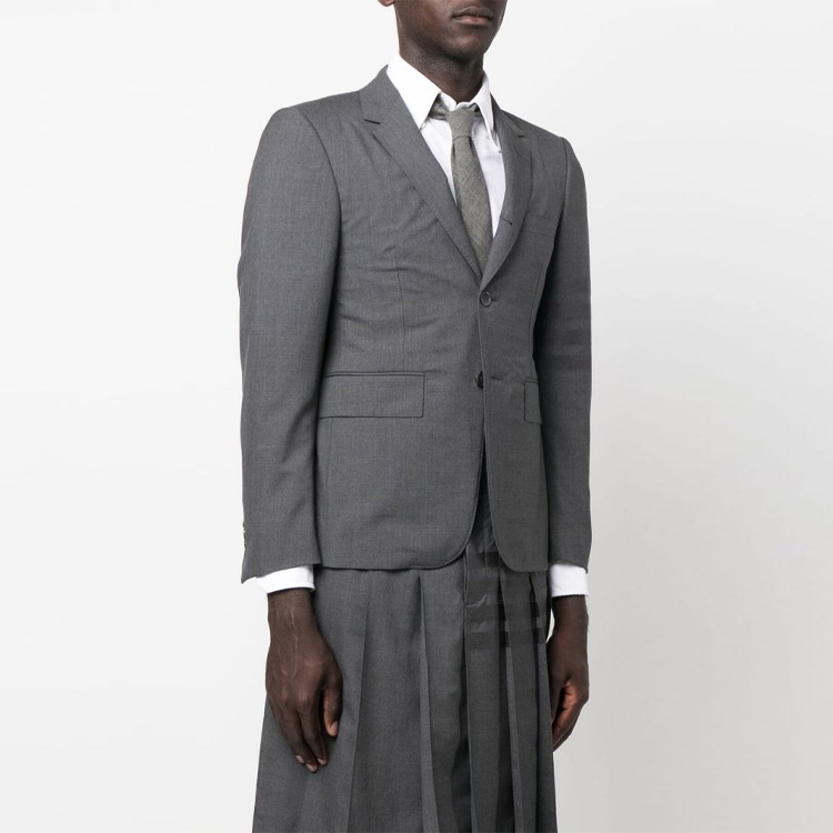 Purchase Thom Browne SS23  Single-Breasted Wool Suit Gray with Four-Bar Stripe Details MJC001A-06146-025