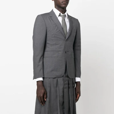 Thom Browne SS23 Single-Breasted Wool Suit Gray with Four-Bar Stripe Details MJC001A-06146-025 Purchase Thom Browne SS23 Single-Breasted Wool Suit Gray with Four-Bar Stripe Details MJC001A-06146-025