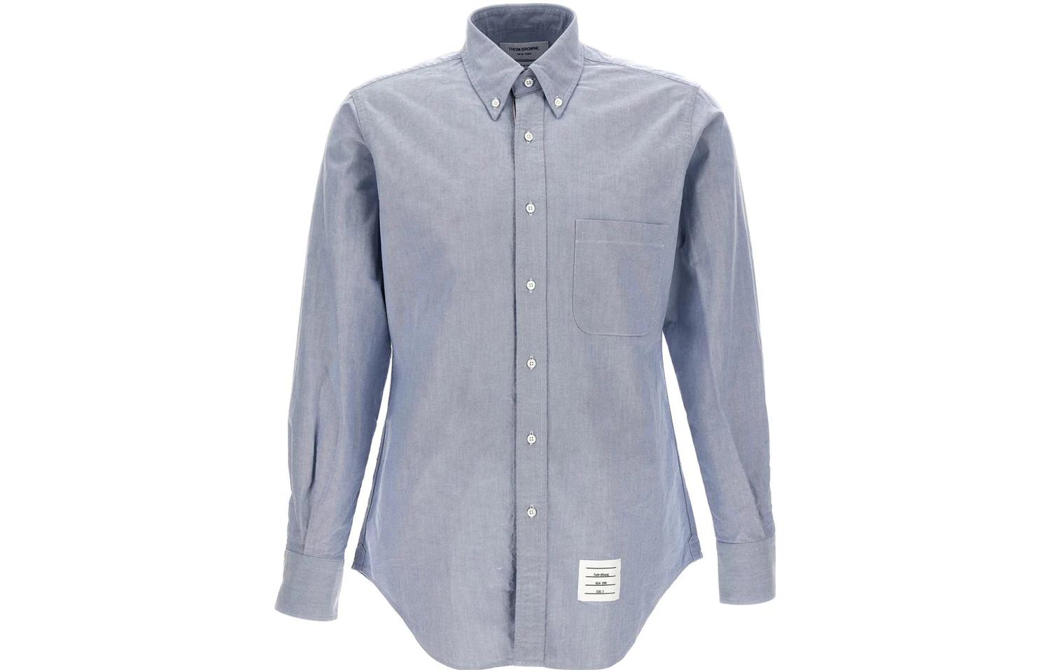 THOM BROWNE SS23  Slim Fit Long Sleeve Button-Up Shirt Blue MWL010E-F0313-480