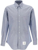 THOM BROWNE SS23 Slim Fit Long Sleeve Button-Up Shirt Blue MWL010E-F0313-480 THOM BROWNE SS23 Slim Fit Long Sleeve Button-Up Shirt Blue MWL010E-F0313-480