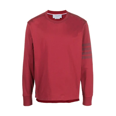 THOM BROWNE SS23 Solid Four-Bar Stripe Long Sleeve Tee Dark Red MJS117A-J0044-601