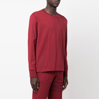THOM BROWNE SS23 Camiseta Manga Larga Roja Oscura con Rayas de Cuatro Barras MJS117A-J0044-601 Shop THOM BROWNE SS23 Camiseta Manga Larga Roja Oscura con Rayas de Cuatro Barras MJS117A-J0044-601