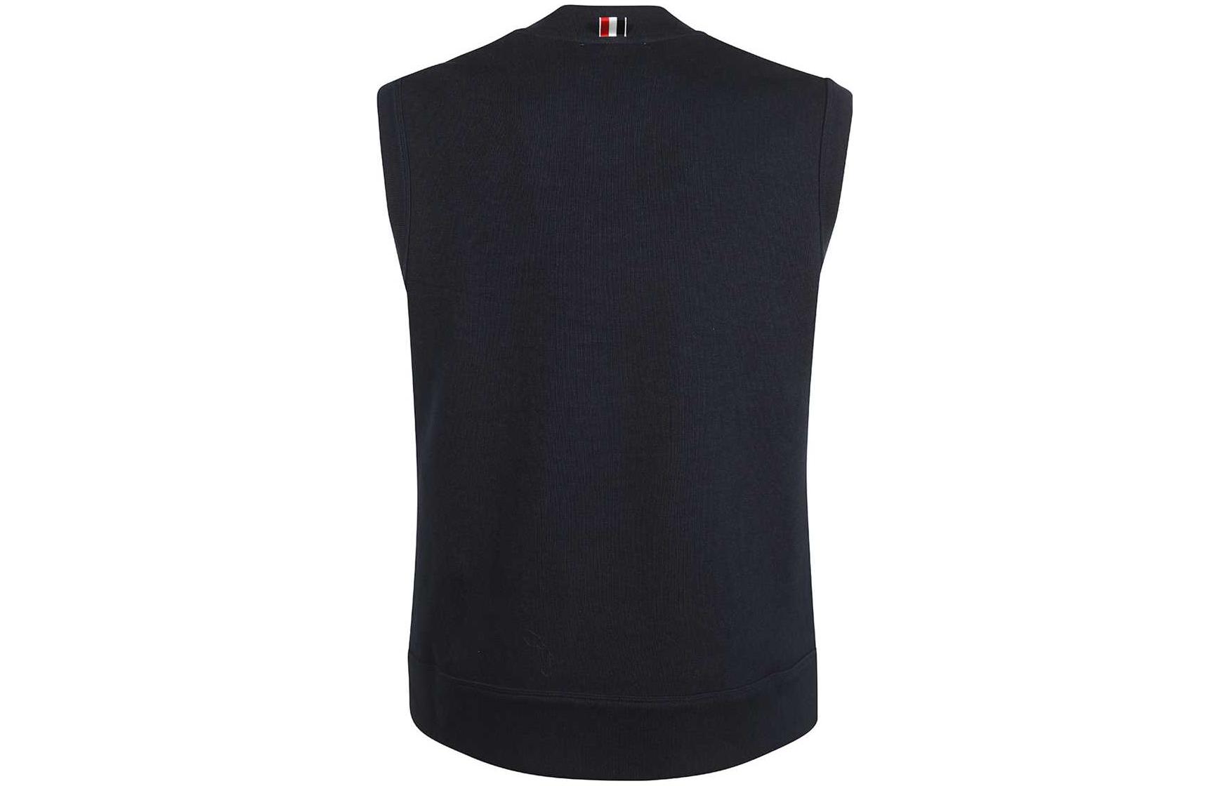 Lookbook THOM BROWNE SS23  Solid V-Neck Knit Sleeveless Vest Navy Blue. MJV004A-J0029-415