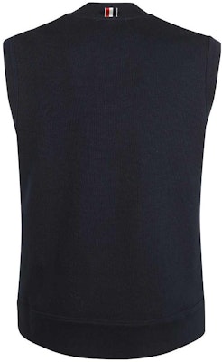 THOM BROWNE SS23 Solid V-Neck Knit Sleeveless Vest Navy Blue. MJV004A-J0029-415 Lookbook THOM BROWNE SS23 Solid V-Neck Knit Sleeveless Vest Navy Blue. MJV004A-J0029-415