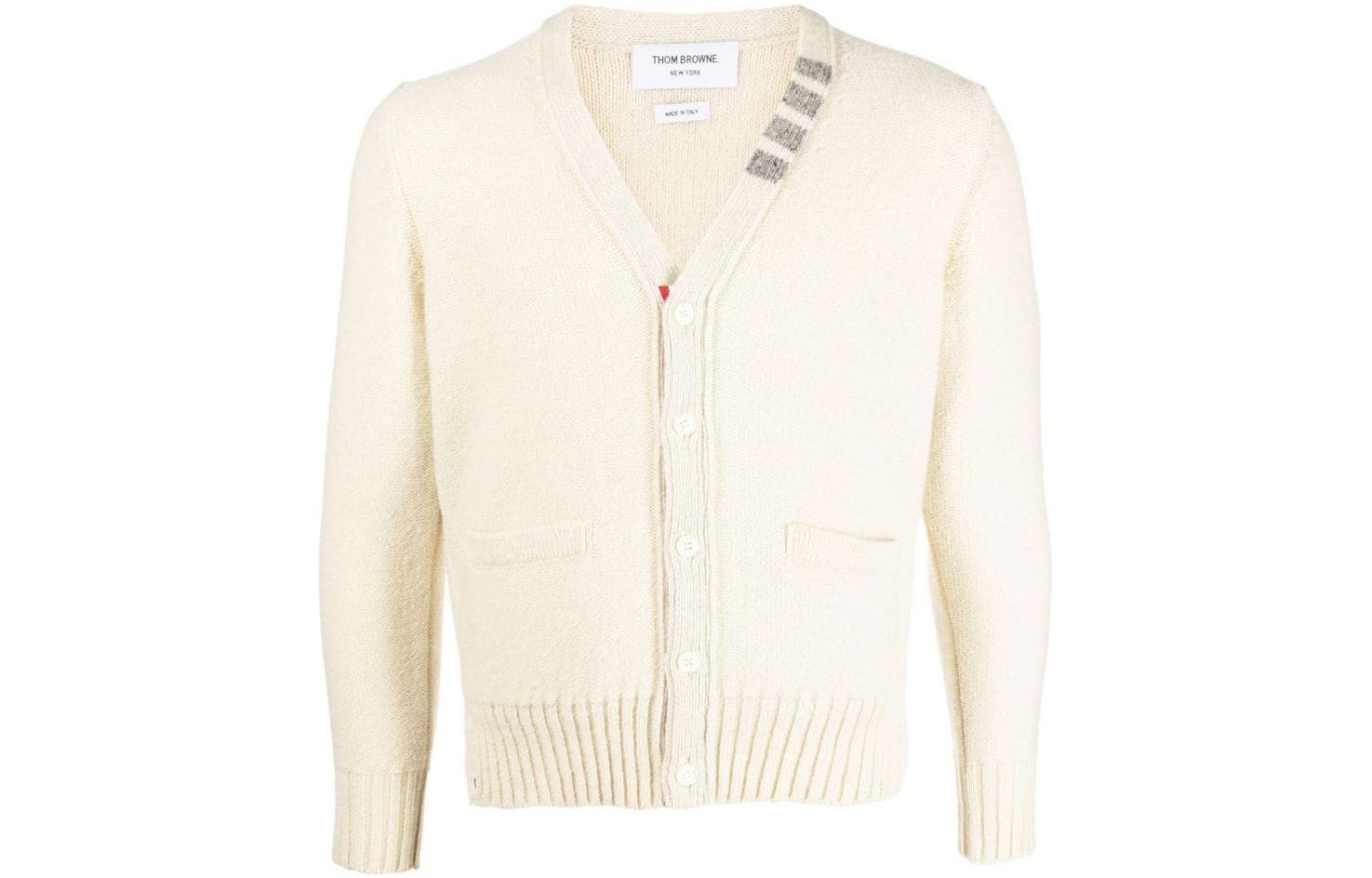 THOM BROWNE SS23  Speckled V-Neck Button-Up Sweater Off-White. MKC455A-Y1032-100 圖 2