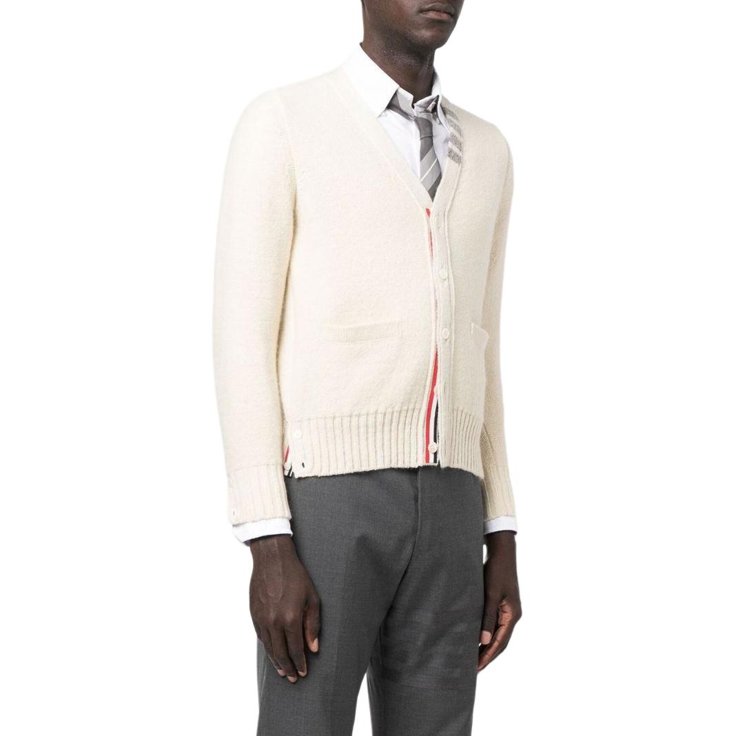 THOM BROWNE SS23  Speckled V-Neck Button-Up Sweater Off-White. MKC455A-Y1032-100 圖 4