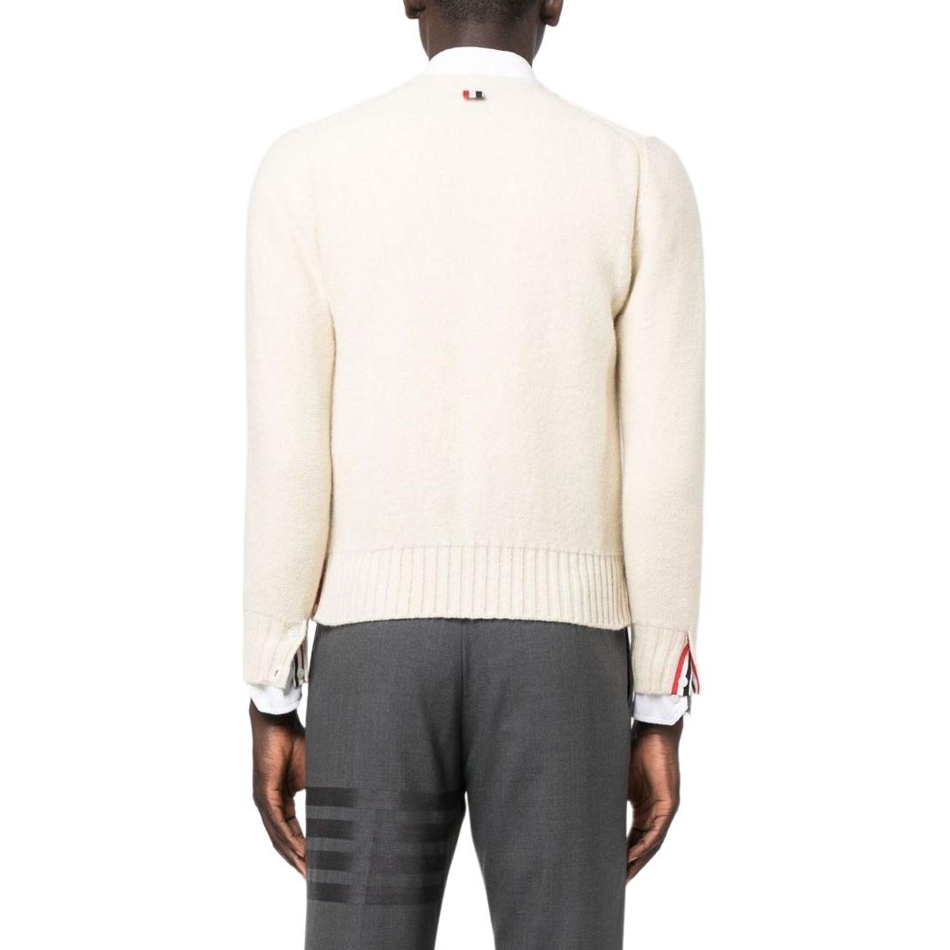 THOM BROWNE SS23  Speckled V-Neck Button-Up Sweater Off-White. MKC455A-Y1032-100 圖 5