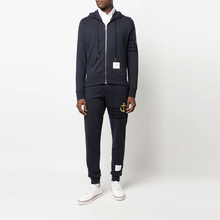 Lookbook Pantalones de chándal bloque de color a rayas THOM BROWNE SS23 Navy. MJQ171E-J0010-415